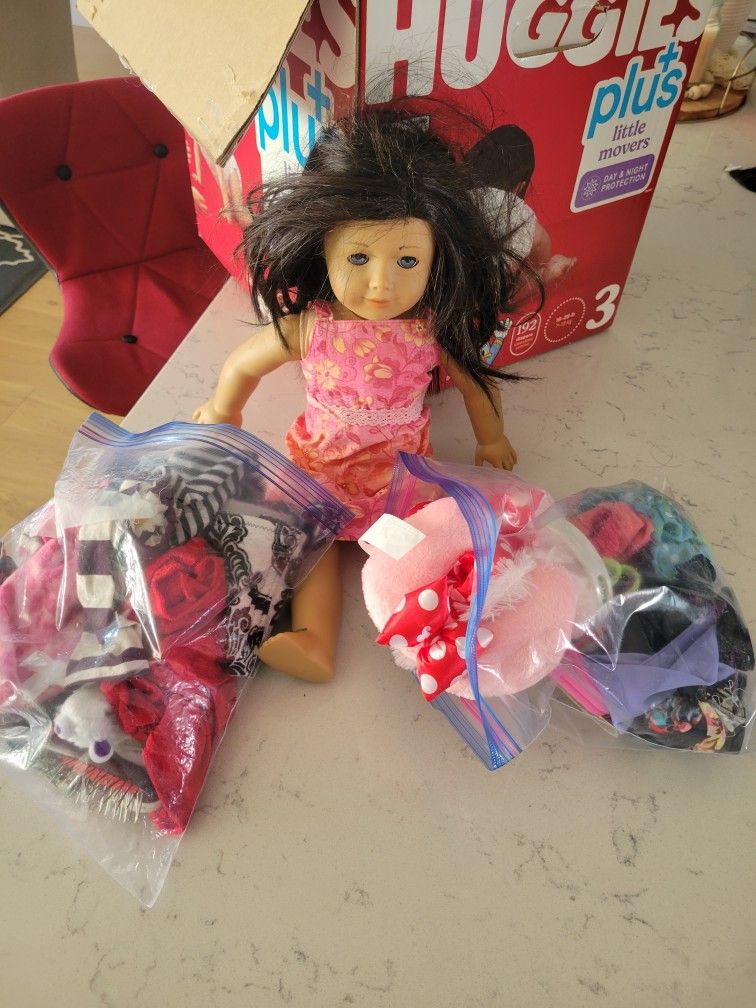 Original American Doll With Numerous Clothing Accessories 