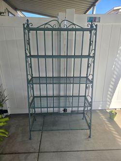 Wrought Iron Bakers Rack -  Antique Blue - Distressed Finish - $100