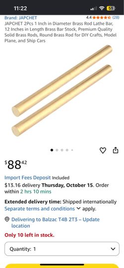 JAPCHET Solid Brass Round Rods 1" x 12" – 2 Pack