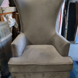Like New Velvet Wing Back  Chair