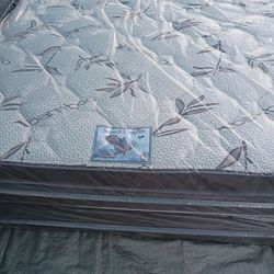 Brand New Queen Size Pillowtop Mattress And Box Spring Free Delivery Depends On Location 