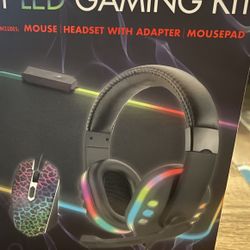 Gaming Headset, mouse, mousepad and adapter-Brand New!  