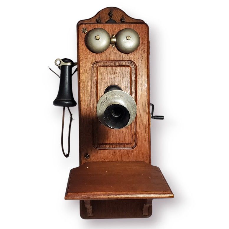 Antique Kellogg Wall Telephone Hand Crank Wood
