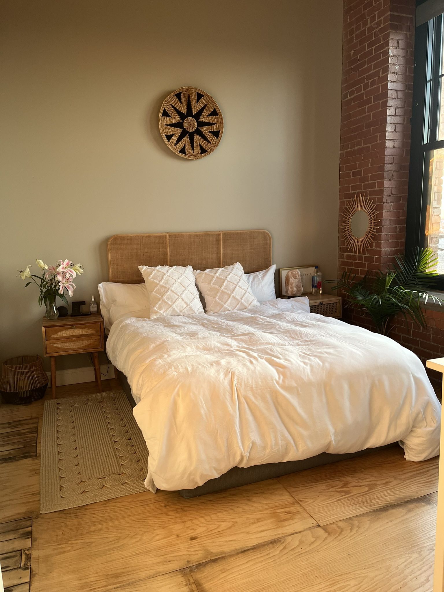 Queen  mattress, Boxspring And Headboard  Wicker
