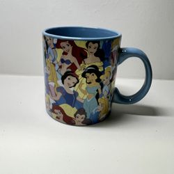 Disney Princess Collage Coffee Mug Cup Large 20 oz Blue Ceramic All Over Design Found Treasures 