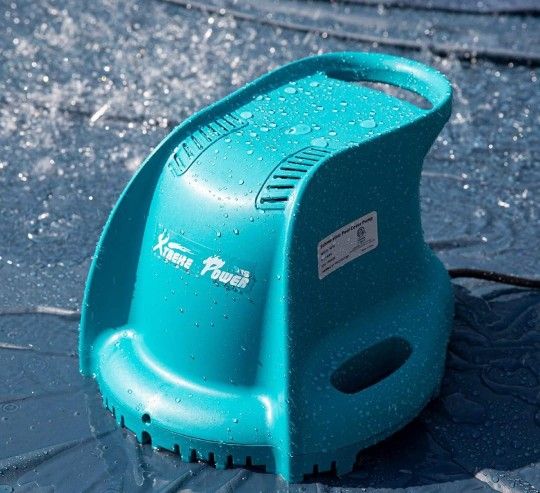 300W 1/3HP Pool Cover Pump Automatic Swimming Pool Cover Submersible Pump Motor Pump, blue