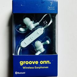 Groove Onn Wireless Headphones Waterproof Sport Hooks Earbuds LT Blue New Sealed