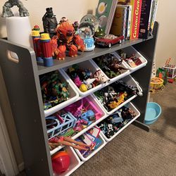 Kids Toy Storage Shelf With Bins