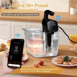 Brand New in Box Digital Sous Vide Cooker 1100W Immersion Circulator 2.4G WIFI App Remote Control 30 Preset Recipes