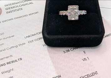3.08ct Radiant Cut Diamond Ring (4.18ctw) – IGI Certified Lab Diamond – 14K White Gold