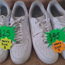 White AF1s , White NIKE's For Sale ! Men's Size 8 & 9