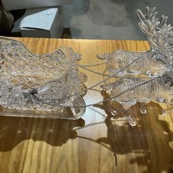 2 Raindeer Pulling A Sleigh. Crystalline 