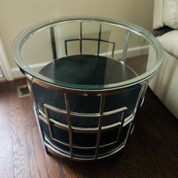 *Like New* Glass And Silver End Table / Coffee Table (set of 2)