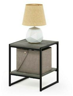 Furinno Camnus Modern Living French Oak Grey 2-Tier End Table