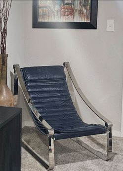 Blue Leather Lounge Chair