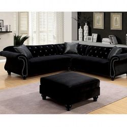 Black Sectional Sofa - Ottoman Sold Separate 