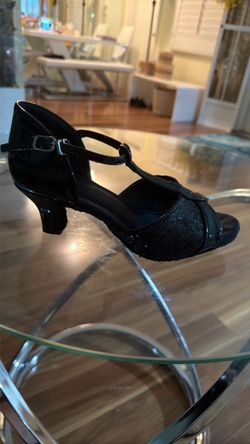 Black patent small heels