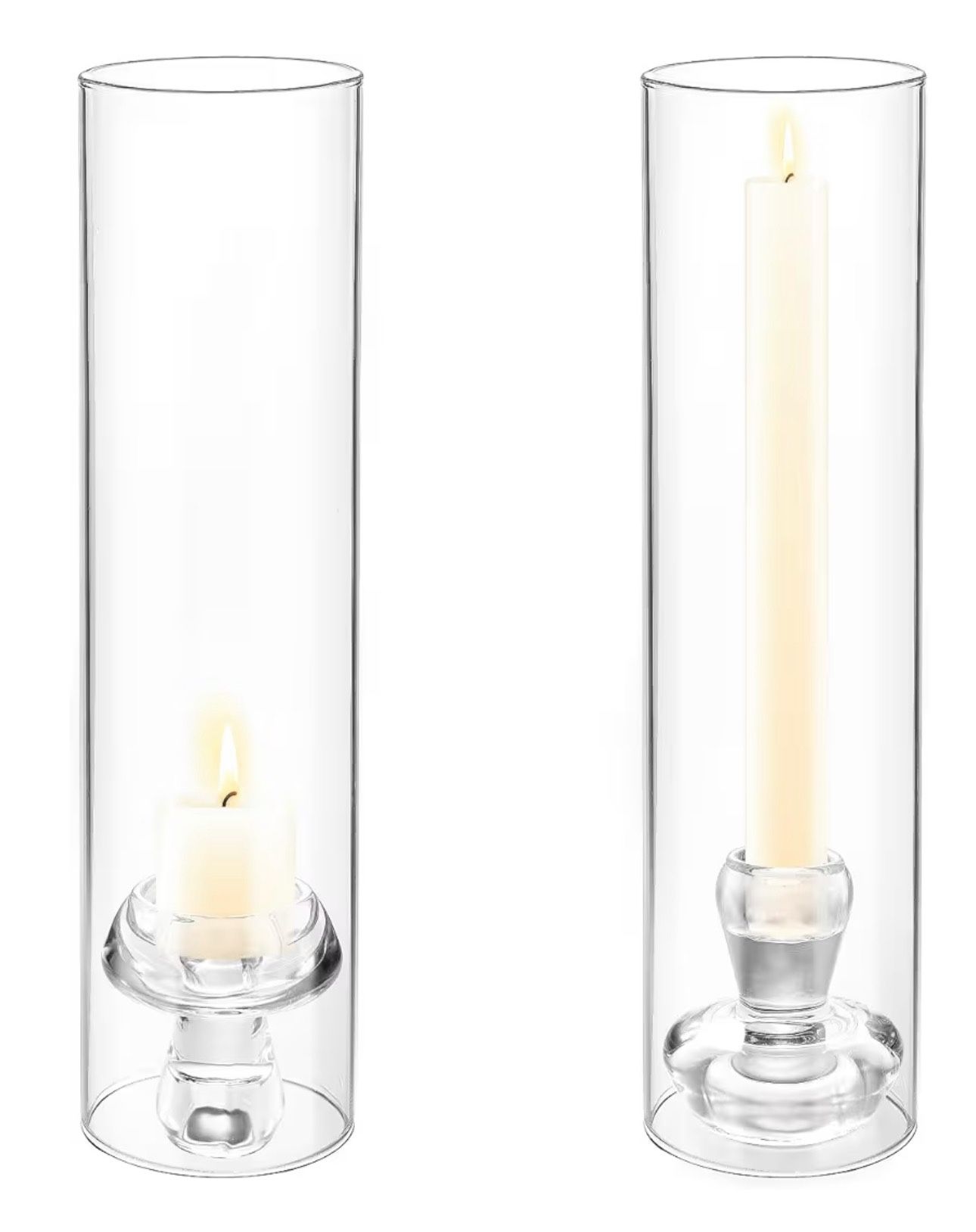 Hurricane Candle Holder Set of 4, 11.8 inch Clear Tall Candlestick Holder for Taper Candles