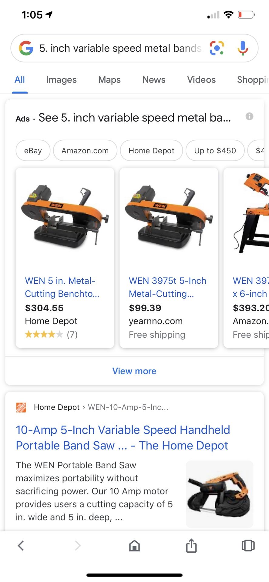 Wen 5 Inch Variable Speed Bandsaw