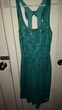Just For Wraps sz M teal & sequin dress
