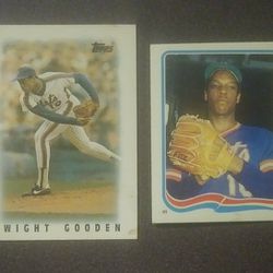 1986 Topps Major League Leaders Mini Dwight Doc Gooden New York Mets N.Y. #52 1985 Fleer Star Sticker #95 Lot Baseball Card Vintage Collectible Sports