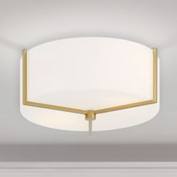 allen + roth Fowler 2 -Light 13.25-in Brushed Gold Semi Flush Mount Light 