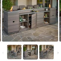 8-piece Outdoor Bar Set With 2 Fire Towers $2,000