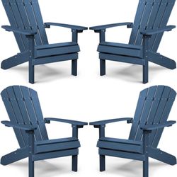 Sets of 4pcs Adjustable Backrest Adirondack Chair,Folding Adirondack Chairs,Plastic Adirondack Chairs with Ottoman,Weather Resistant Adirondack Chair,