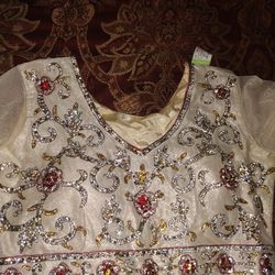 Antique Beautiful Rhinestone Dress Indian Design 