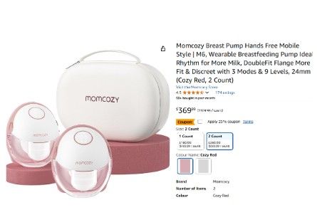 $150 Momcozy Breast Pump Hands Free Mobile | M6

