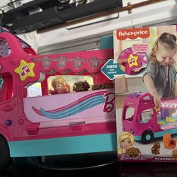Fisher-Price Little People Toddler Toy Barbie Dreamcamper RV Playset with Music Lights & Figures for