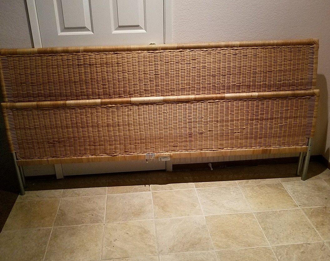 IKEA Sundnes Rattan (Wicker) Headboard & Footboard Sleigh bed Style - KING size