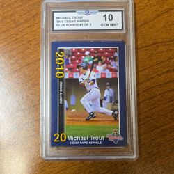 Mike Trout 2010 Cedar Rapids Blue Rookie Gem 10