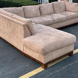 Light Beige/Brown Sectional Couch Set 