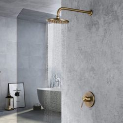 Round Rain Showerhead Only Wall Mount Shower System In Antique Brass Solid Brass G-8