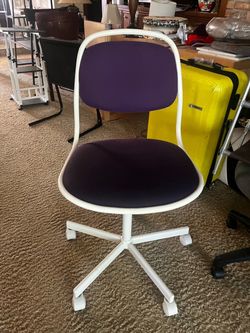 Purple and White Rolling Desk Chair