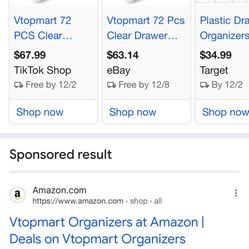 VTOPMART 72 Piece Set Plastic Drawer Organizer Binds