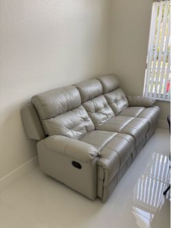 Grey Recliner Leather Sofa