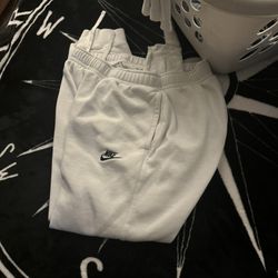 White Nike Joggers In a Size Medium 