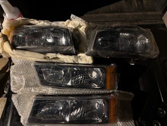 2003-2007 Chevrolet Silverado + Avalanche headlights black/Chrome