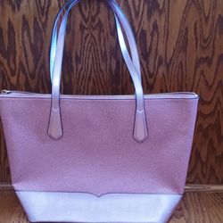 Kate Spade Lola glitter/shimmer pink fabric tote NEW with tags