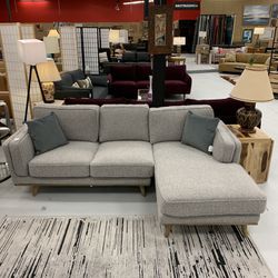 Grey Boucle RAF Chaise Sectional