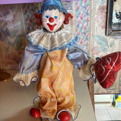 Clown Doll. 16 Inches High, Comes With A Stand.