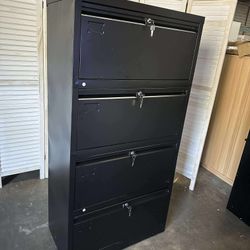 4 Drawer Wide Lateral File Cabinet, Metal Filing Cabinet with Lock, Suitable for Home Office School Hanging Files Letter/Legal/F4/A4 Size,Black,Requir