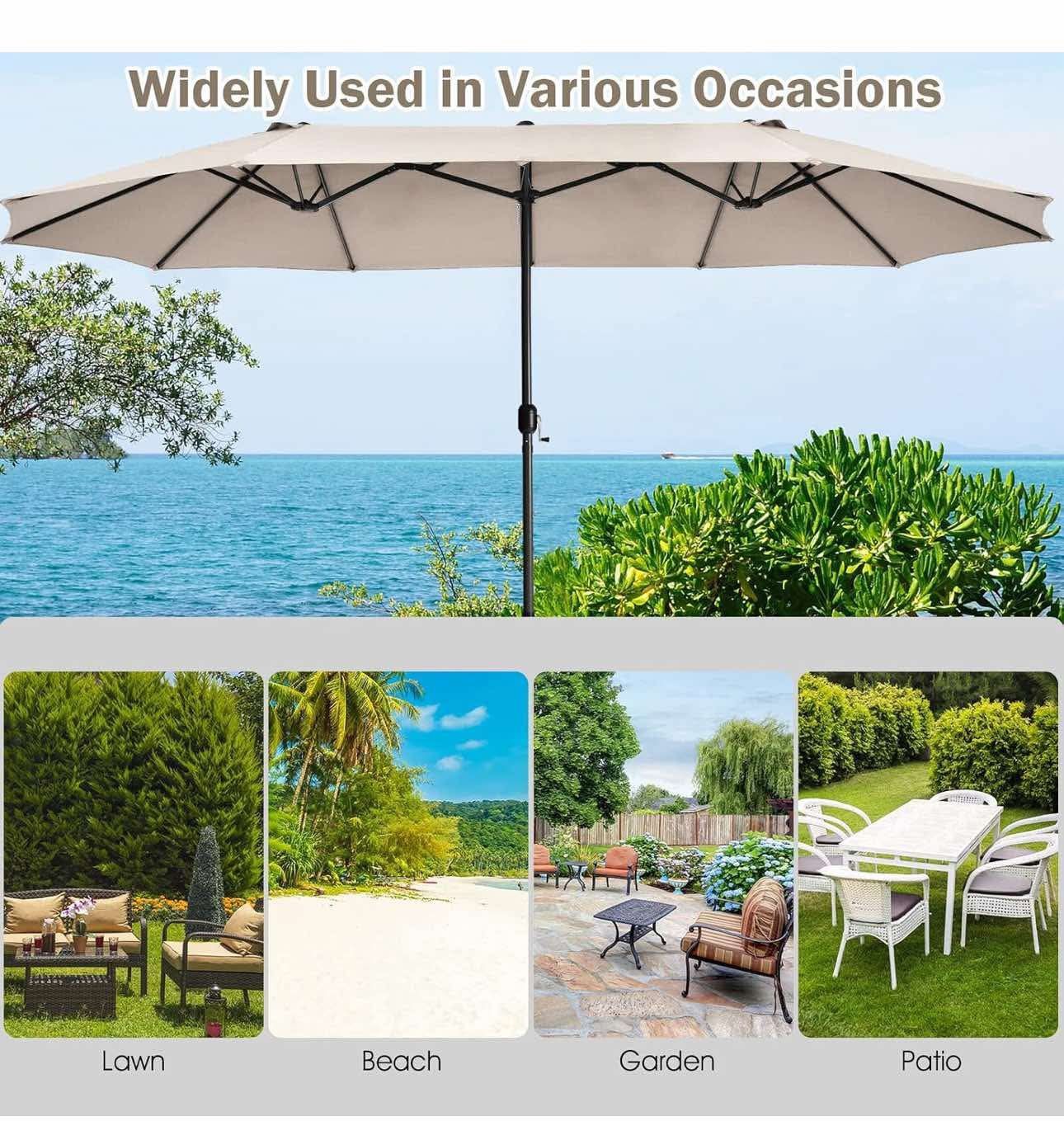 15FT Patio Double-Sided Umbrella,,Deck S-14