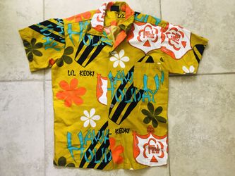 Vintage 60’s boys size 10 lil’ Keoki tiki Hawaiian shirt perfect condition