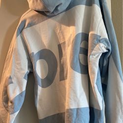 supreme big logo blue hoodie