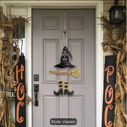 Halloween Wooden Country  Witch Hanging 15.75”Decoration