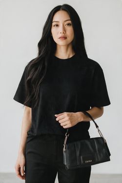 Calvin Klein Dark Bean Leather Shoulder Bag Baguette Silver Hardware Y2K