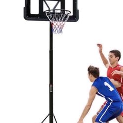 Portable Basketball Hoop Height Adjustable Basketball Hoop Stand 6.6ft - 10ft with 44 Inch Backboard and Wheels for Adults Teens Outdoor Indoor